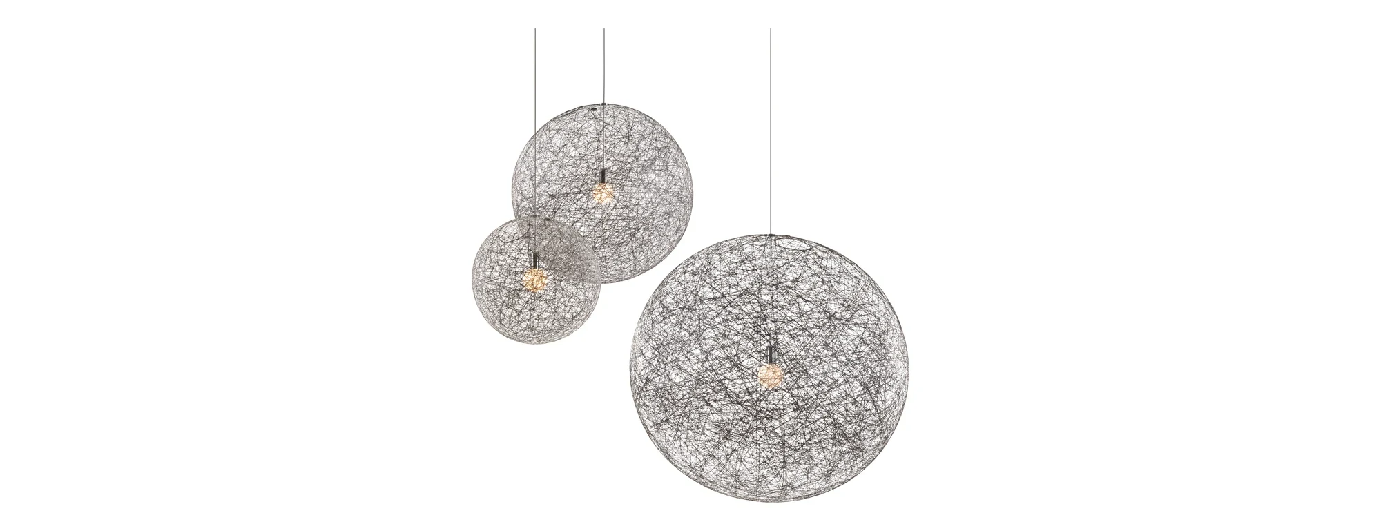 Random Light zwart — set van drie gewikkelde designlampen van RNDM Production